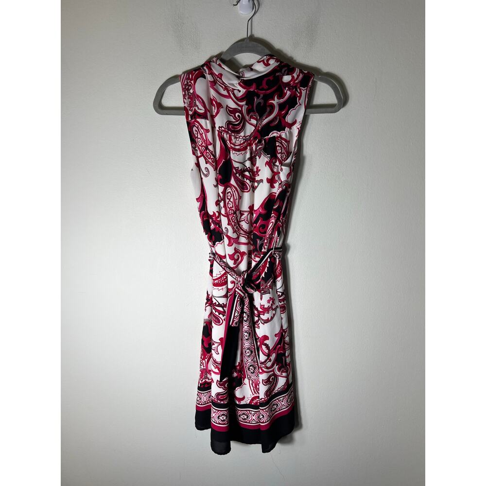 Joseph Ribkoff Red Black Sleeveless V-Neck Knee Length Dress Sz 10 - Picture 2 of 3
